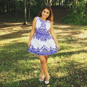 White and blue dress